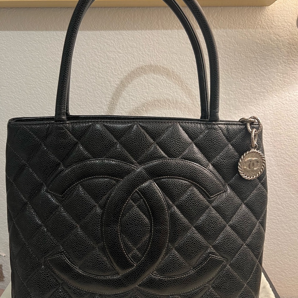 Chanel Black Quilted Leather Tote with Iconic CC Logo